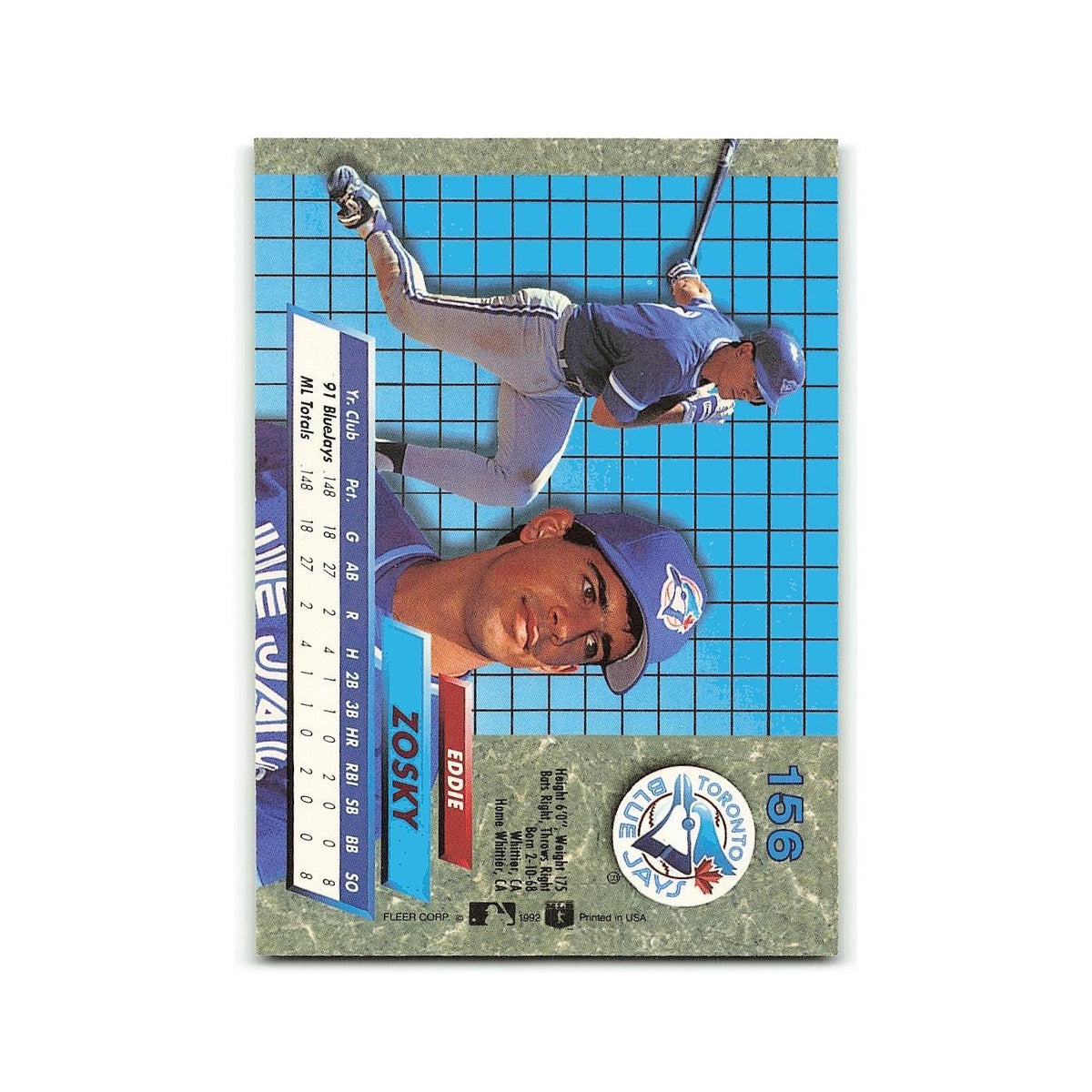 Eddie Zosky Rookie 1992 Fleer Ultra #156 Toronto Blue Jays Baseball Card NM