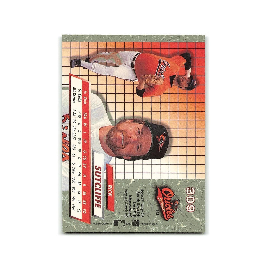 Rick Sutcliffe 1992 Fleer Ultra #309 Baltimore Orioles Baseball Card NM