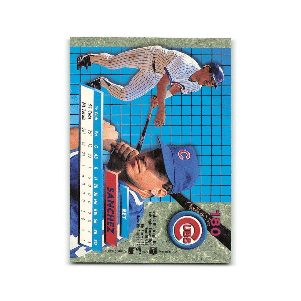 Rey Sanchez Rookie 1992 Fleer Ultra #180 Chicago Cubs Baseball Card NM