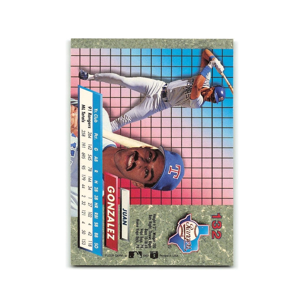Juan Gonzalez 1992 Fleer Ultra #132 Texas Rangers Baseball Card NM