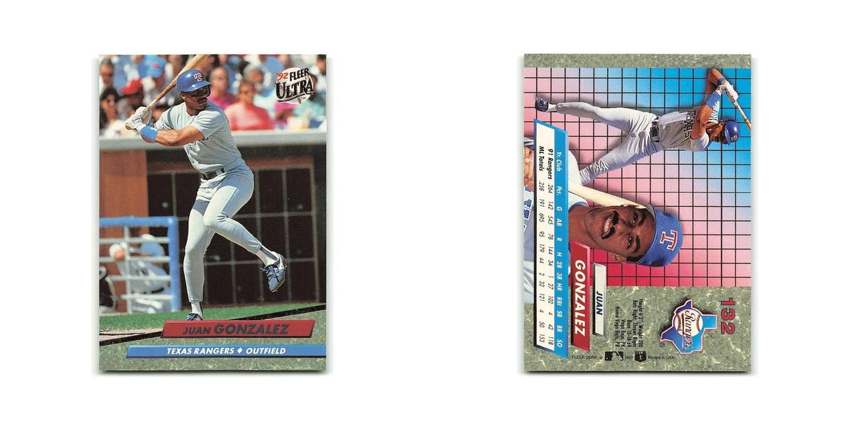 Juan Gonzalez 1992 Fleer Ultra #132 Texas Rangers Baseball Card NM