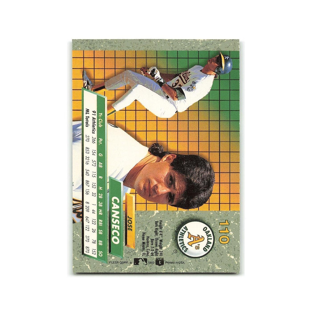 Jose Canseco 1992 Fleer Ultra #110 Oakland Athletics Baseball Card NM