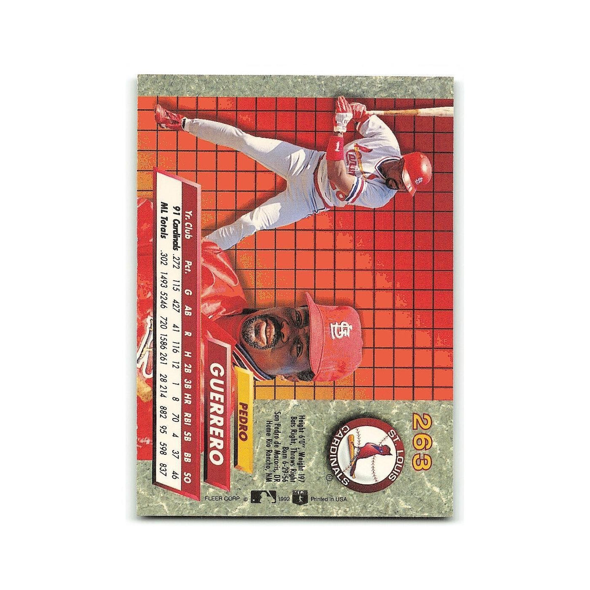 Pedro Guerrero 1992 Fleer Ultra #263 St. Louis Cardinals Baseball Card NM