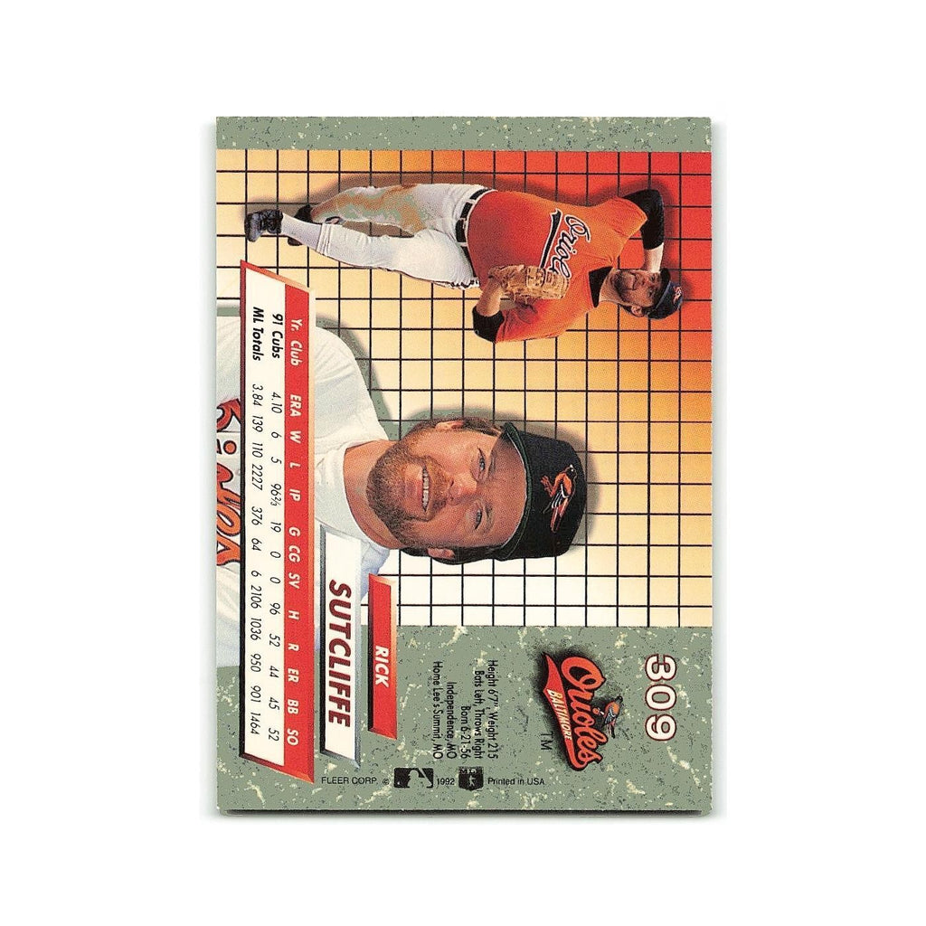 Rick Sutcliffe 1992 Fleer Ultra #309 Baltimore Orioles Baseball Card NM