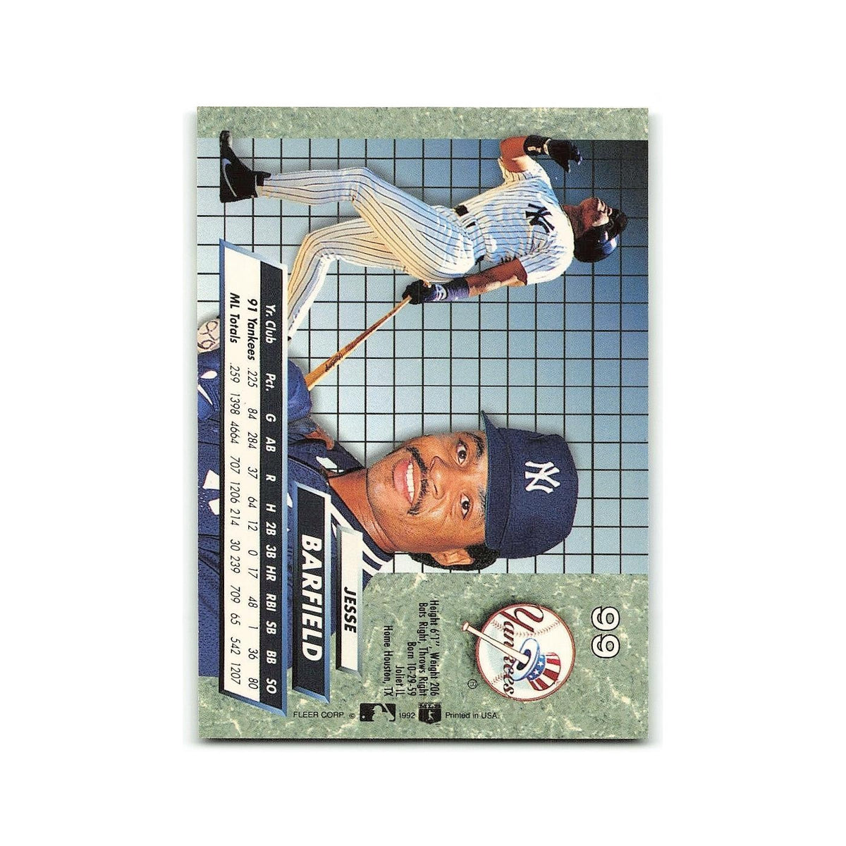 Jesse Barfield 1992 Fleer Ultra #99 New York Yankees Baseball Card NM