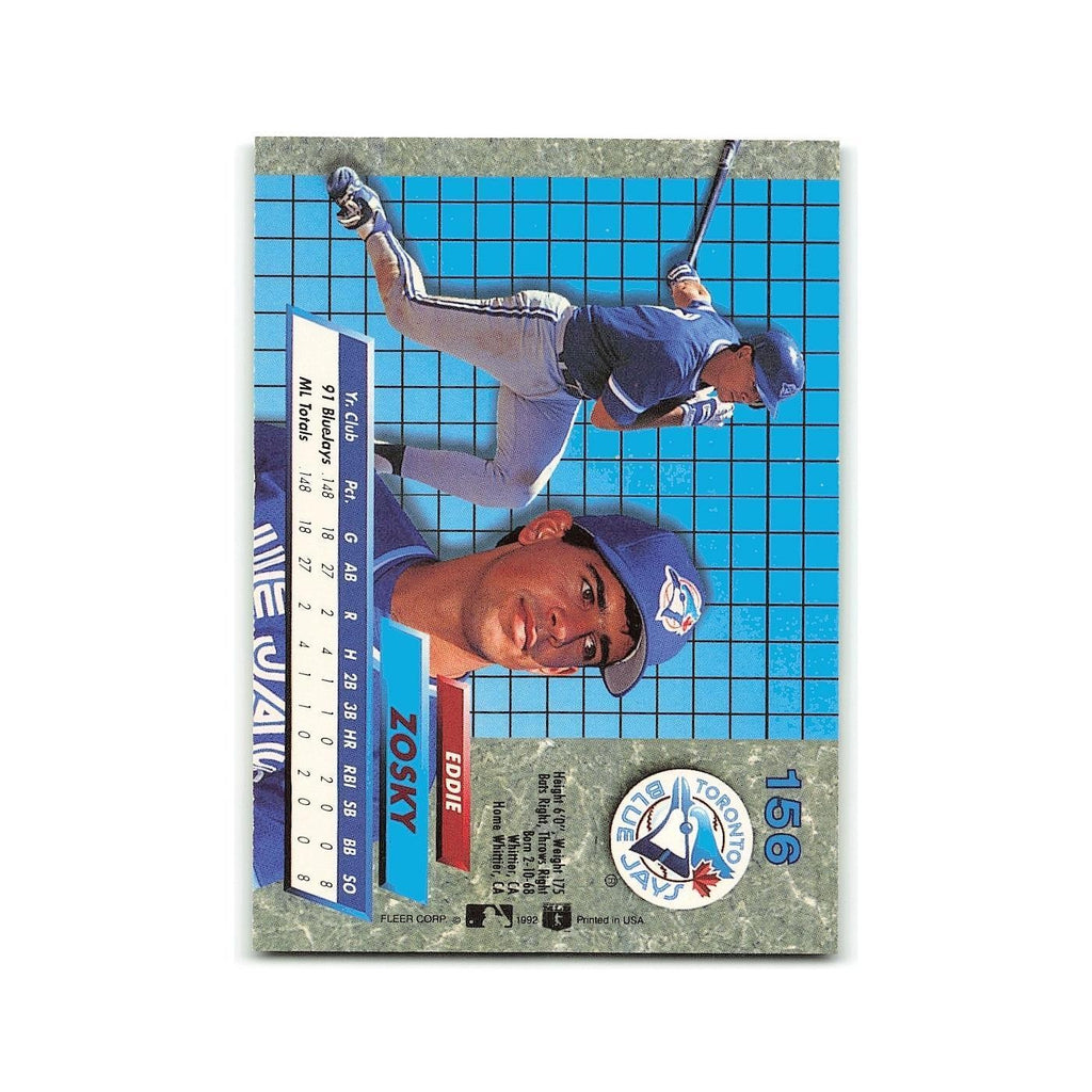 Eddie Zosky Rookie 1992 Fleer Ultra #156 Toronto Blue Jays Baseball Card NM