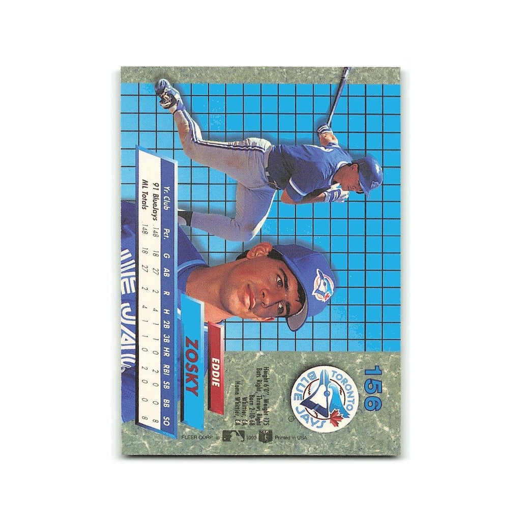 Eddie Zosky Rookie 1992 Fleer Ultra #156 Toronto Blue Jays Baseball Card NM