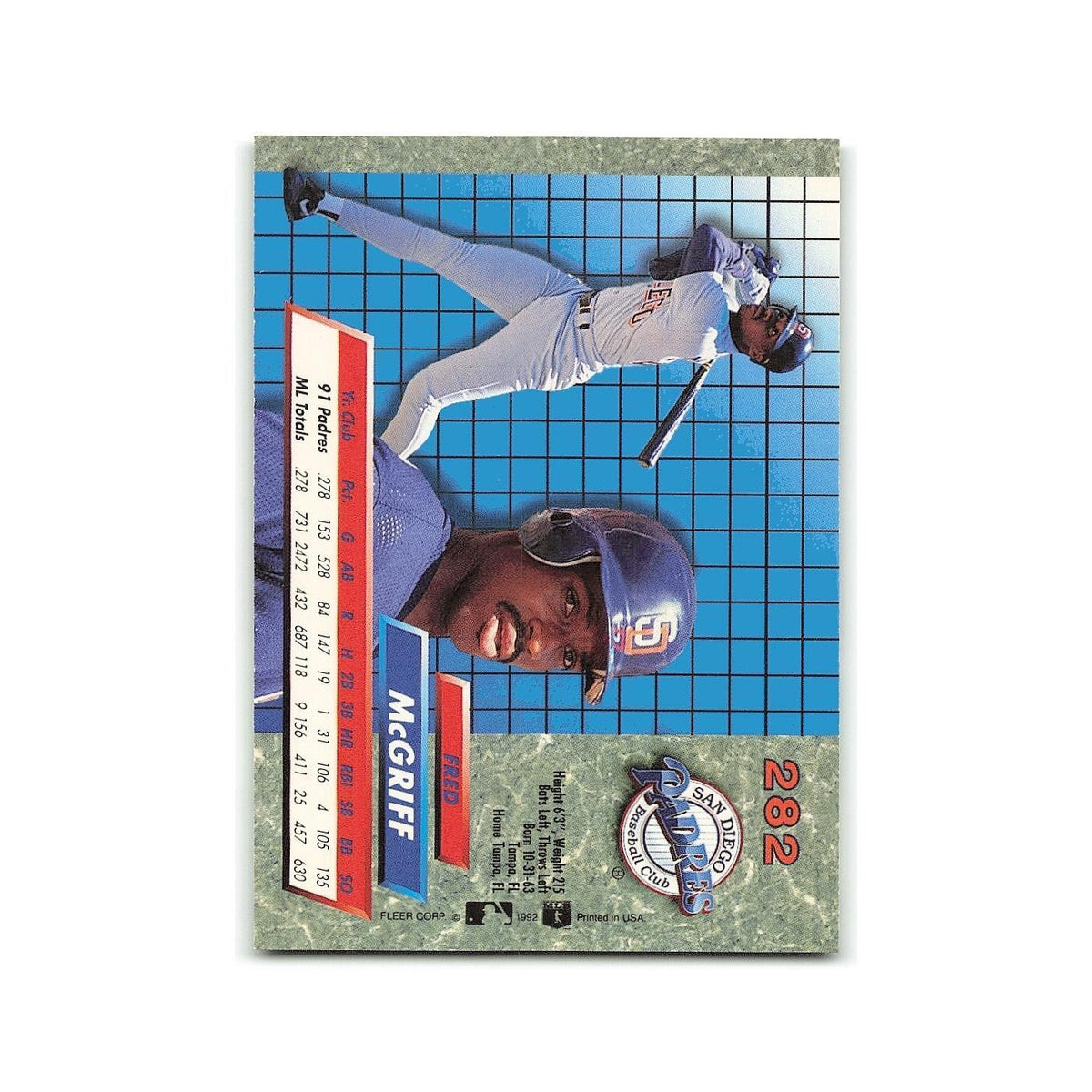 Fred McGriff 1992 Fleer Ultra #282 San Diego Padres Baseball Card NM
