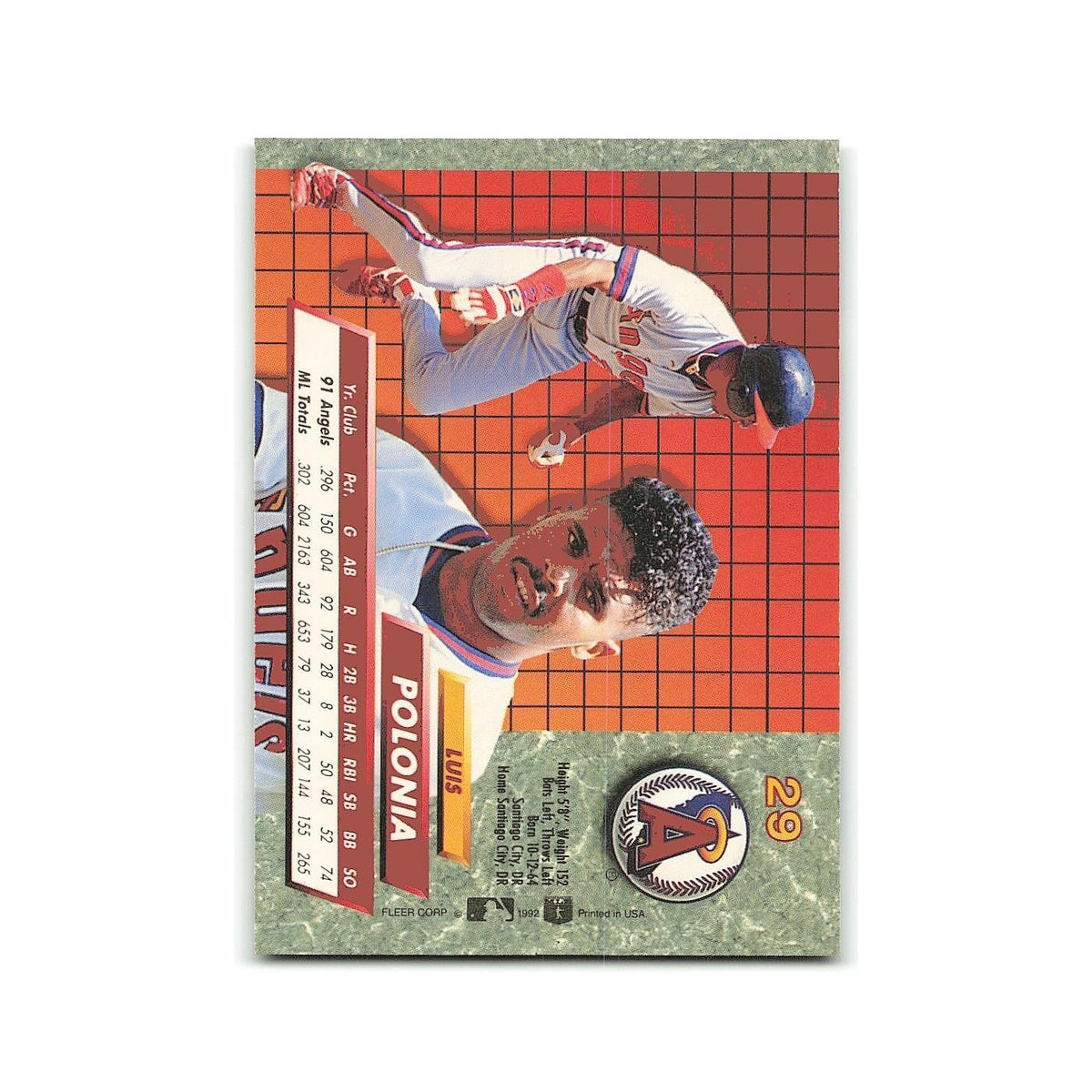 Luis Polonia 1992 Fleer Ultra #29 California Angels Baseball Card NM