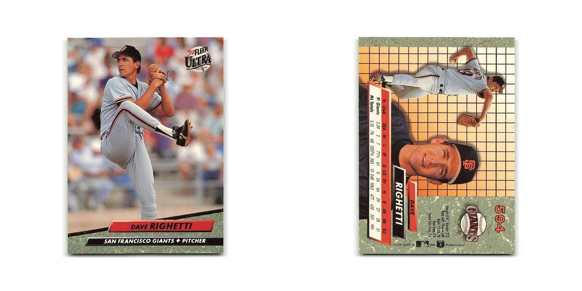 Dave Righetti 1992 Fleer Ultra #594 San Francisco Giants Baseball Card NM
