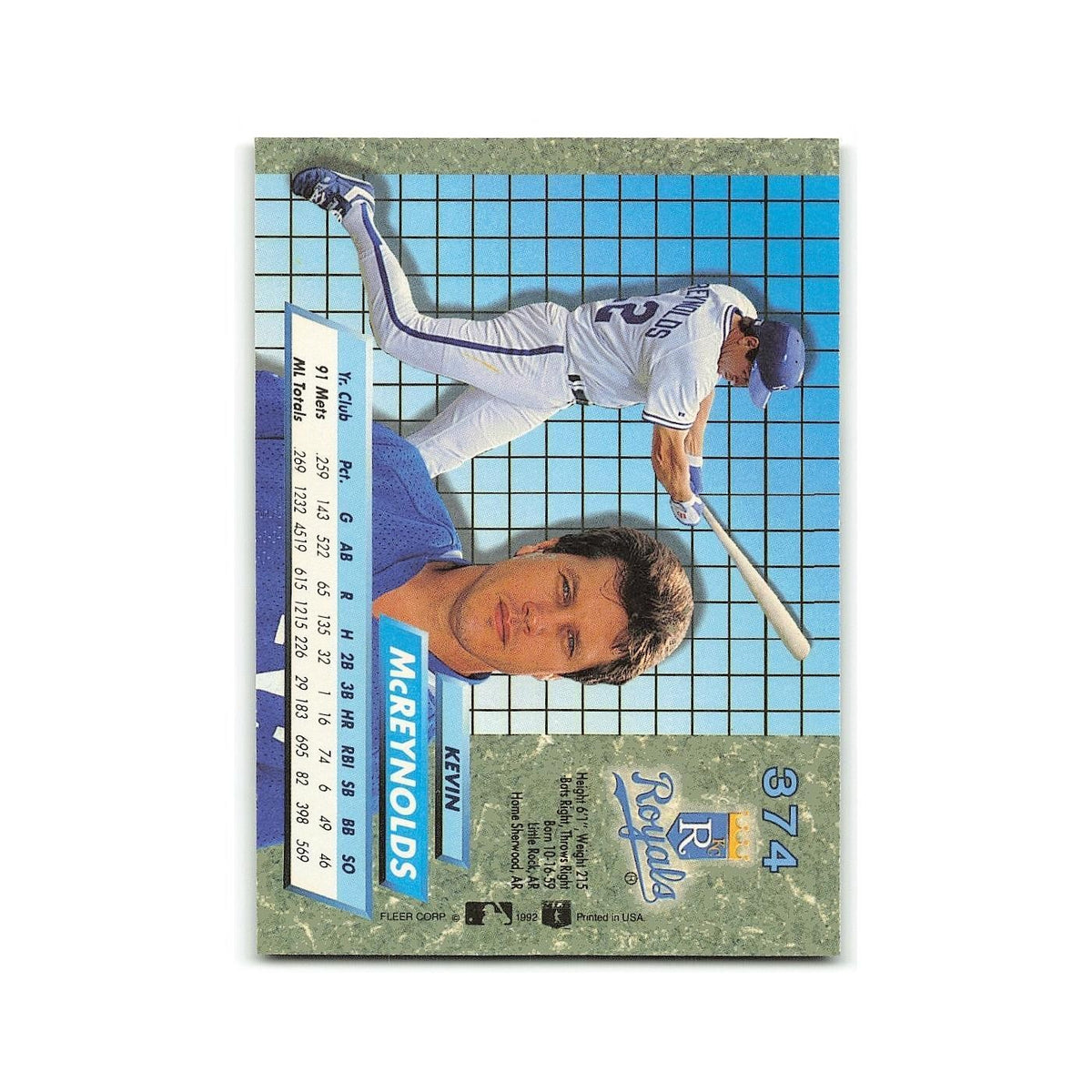 Kevin McReynolds 1992 Fleer Ultra #374 Kansas City Royals Baseball Card NM