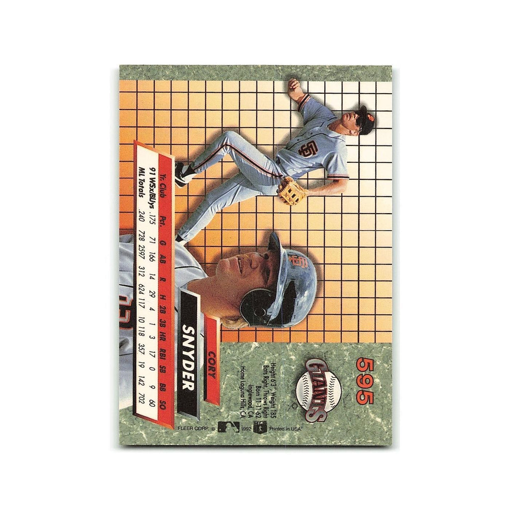 Cory Snyder 1992 Fleer Ultra #595 San Francisco Giants Baseball Card NM