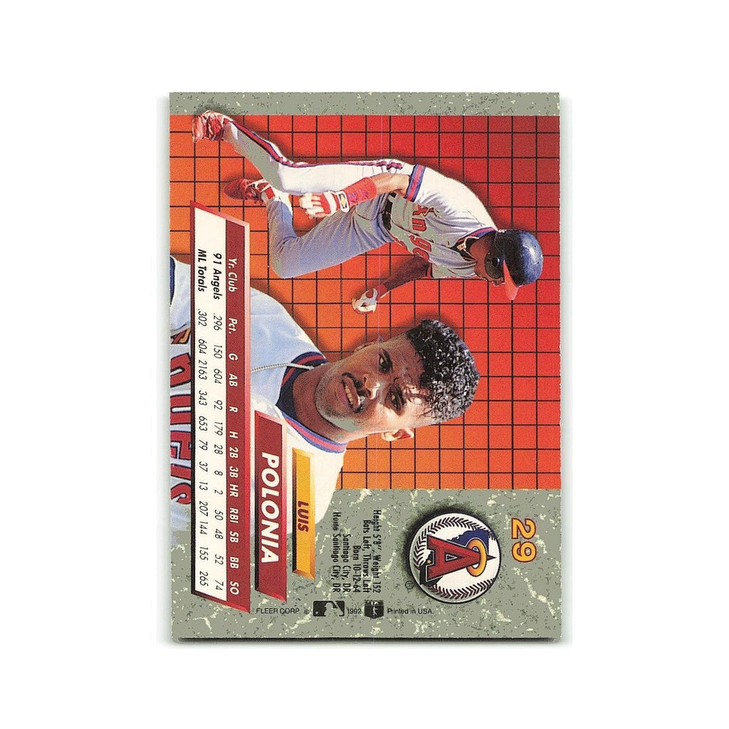 Luis Polonia 1992 Fleer Ultra #29 California Angels Baseball Card NM