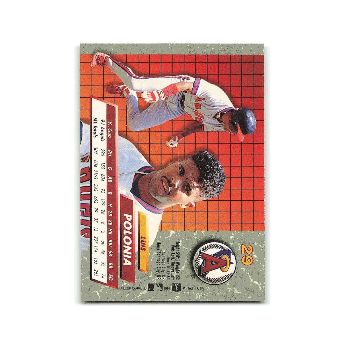 Luis Polonia 1992 Fleer Ultra #29 California Angels Baseball Card NM
