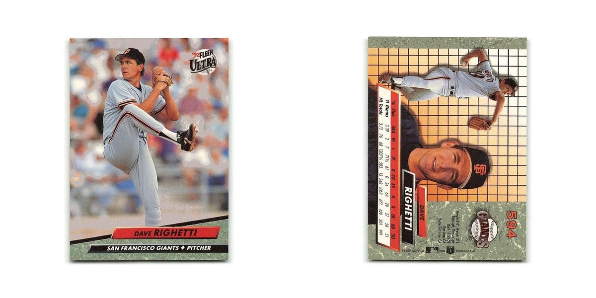 Dave Righetti 1992 Fleer Ultra #594 San Francisco Giants Baseball Card NM