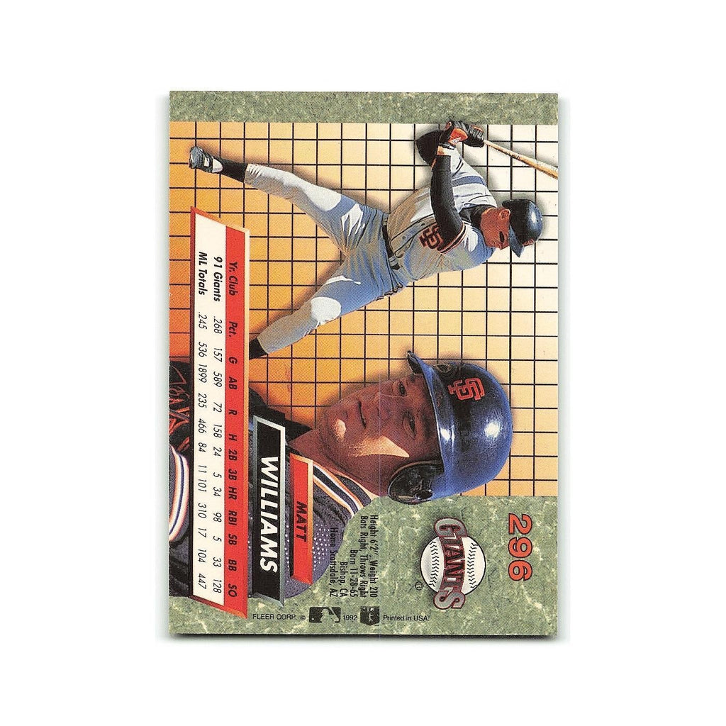 Matt Williams 1992 Fleer Ultra #296 San Francisco Giants Baseball Card NM