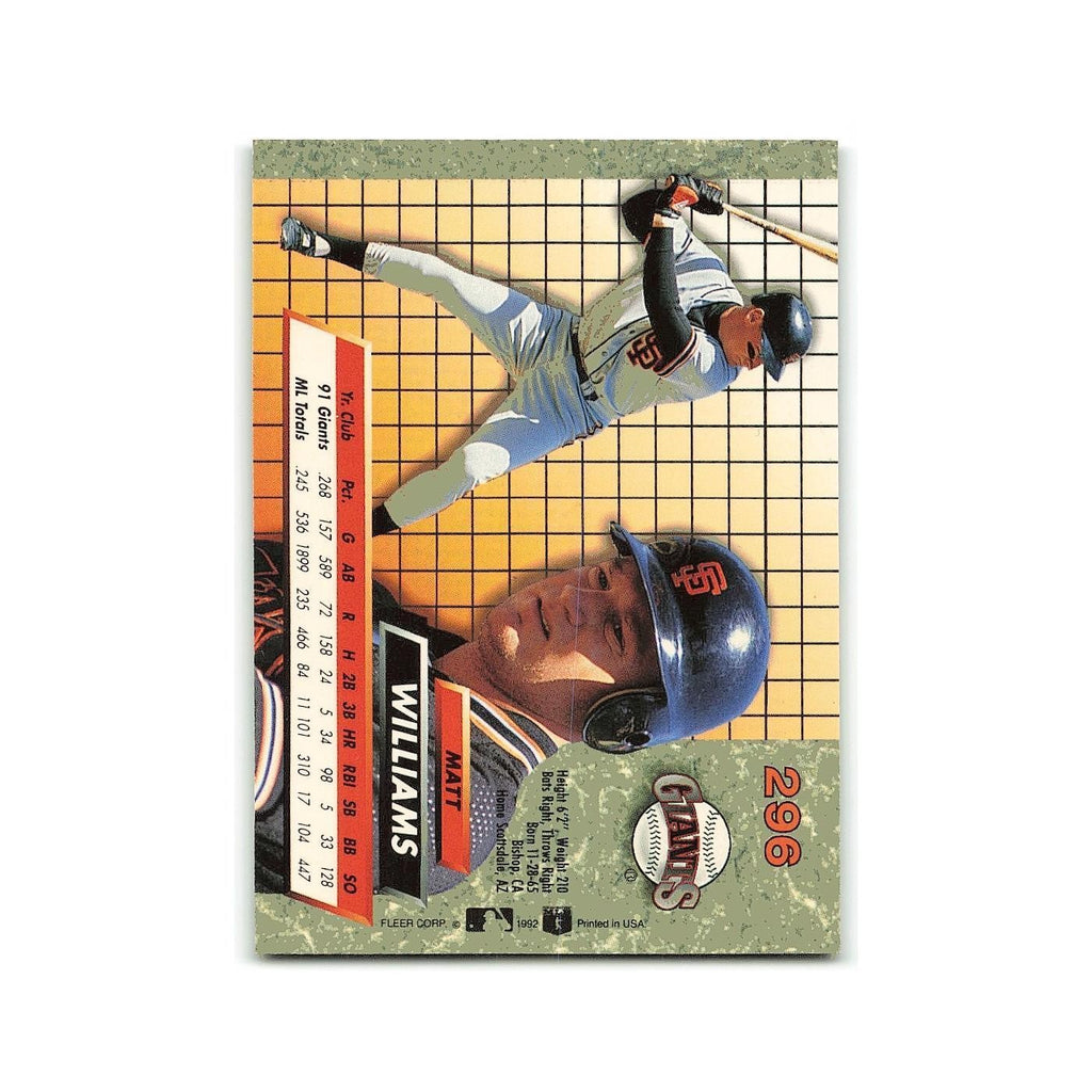 Matt Williams 1992 Fleer Ultra #296 San Francisco Giants Baseball Card NM