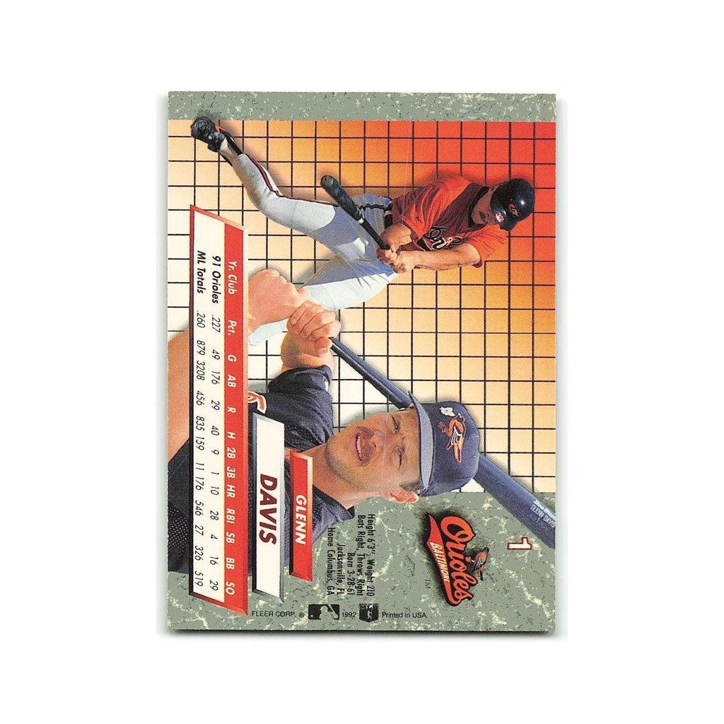 Glenn Davis 1992 Fleer Ultra #1 Baltimore Orioles Baseball Card NM