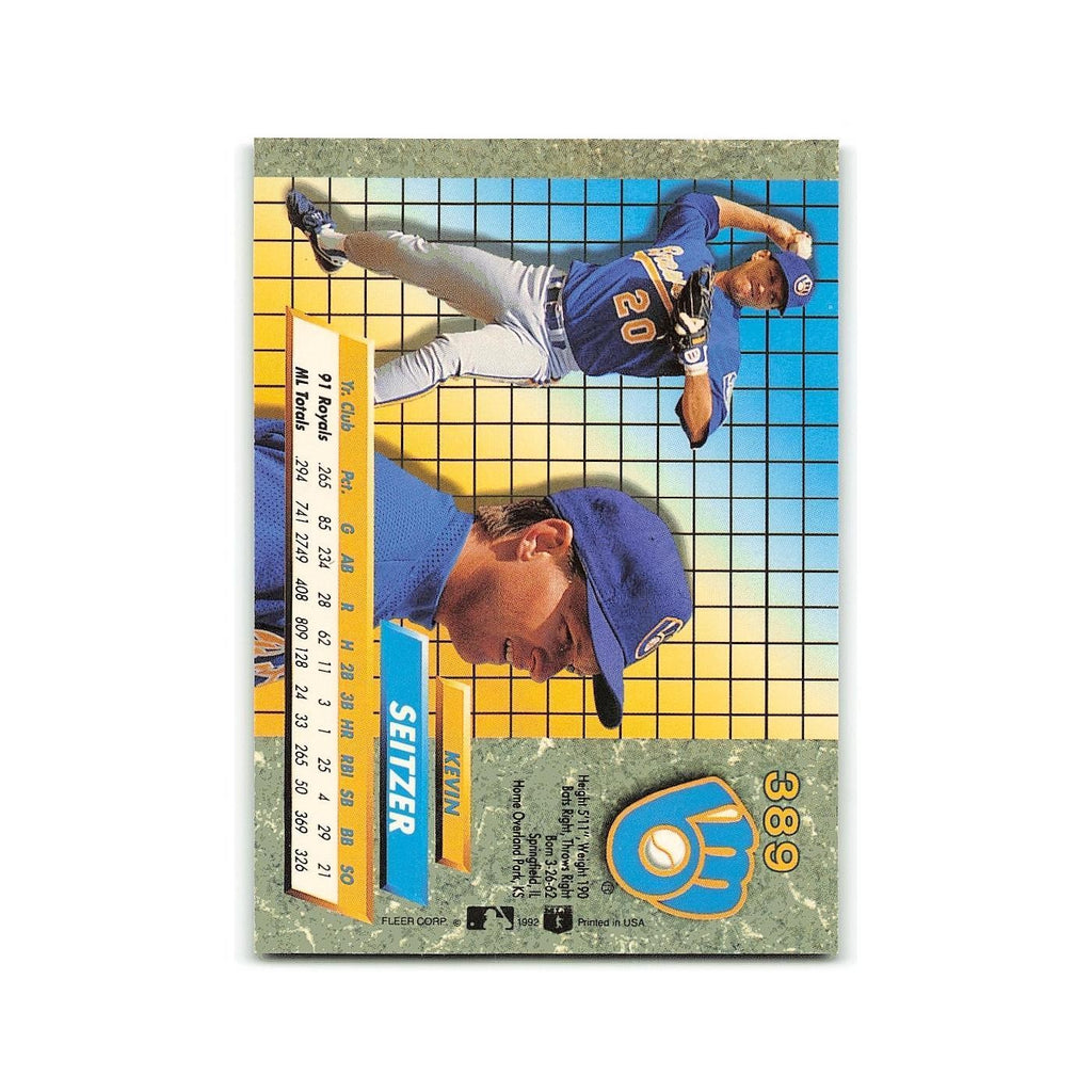 Kevin Seitzer 1992 Fleer Ultra #389 Milwaukee Brewers Baseball Card NM