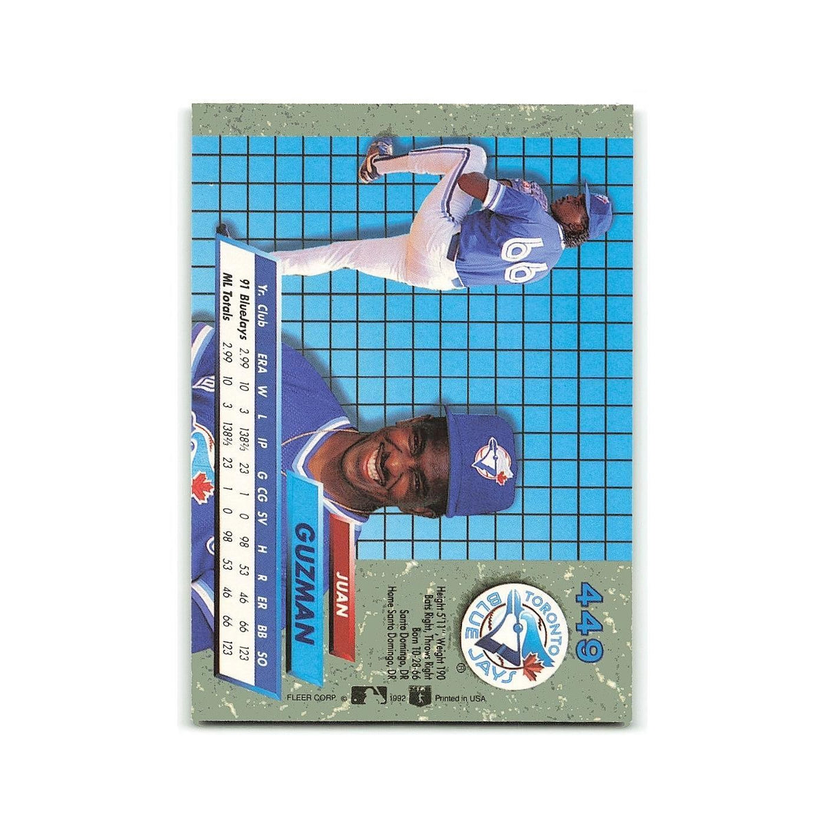 Juan Guzman Rookie 1992 Fleer Ultra #449 Toronto Blue Jays Baseball Card NM