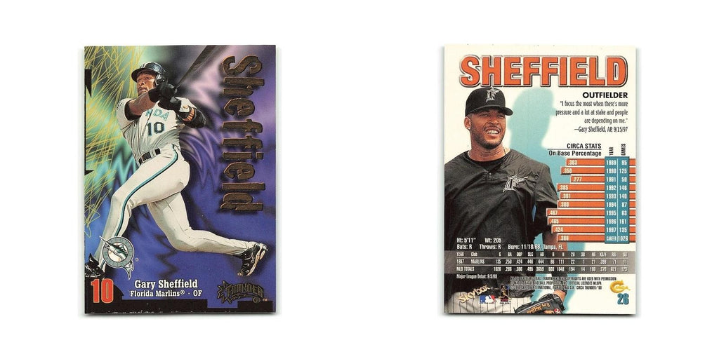Gary Sheffield 1998 Circa Thunder #9 Florida Marlins Baseball Card NM