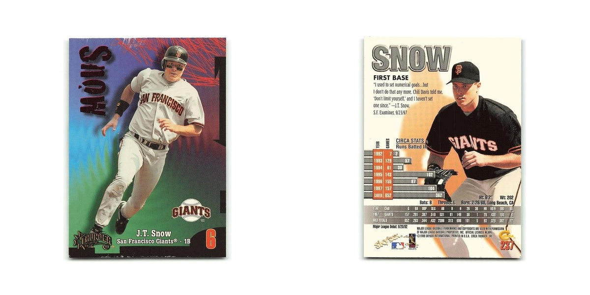 J.T. Snow 1998 Circa Thunder #237 San Francisco Giants Baseball Card NM