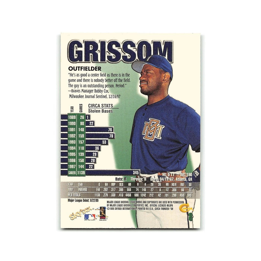 Marquis Grissom 1998 Circa Thunder #8 Milwaukee Brewers Baseball Card NM