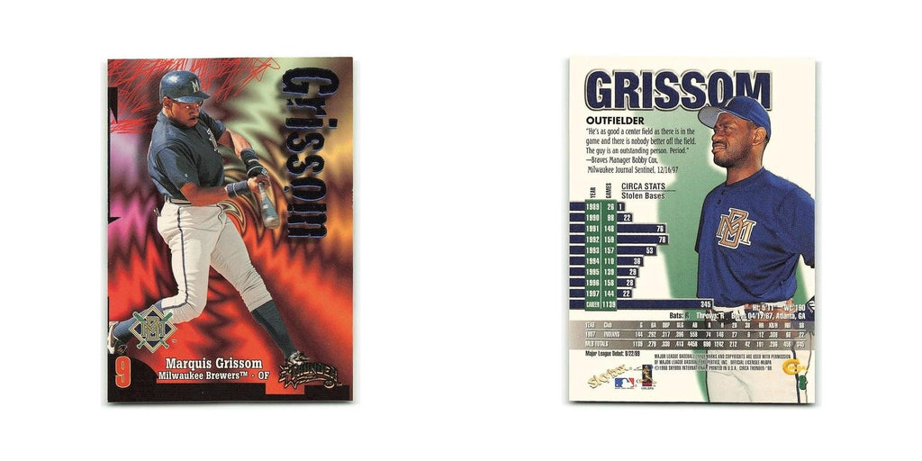 Marquis Grissom 1998 Circa Thunder #8 Milwaukee Brewers Baseball Card NM