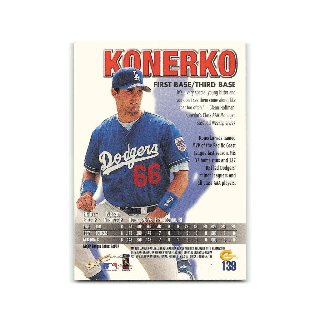 Paul Konerko 1998 Circa Thunder #139 Los Angeles Dodgers Baseball Card NM