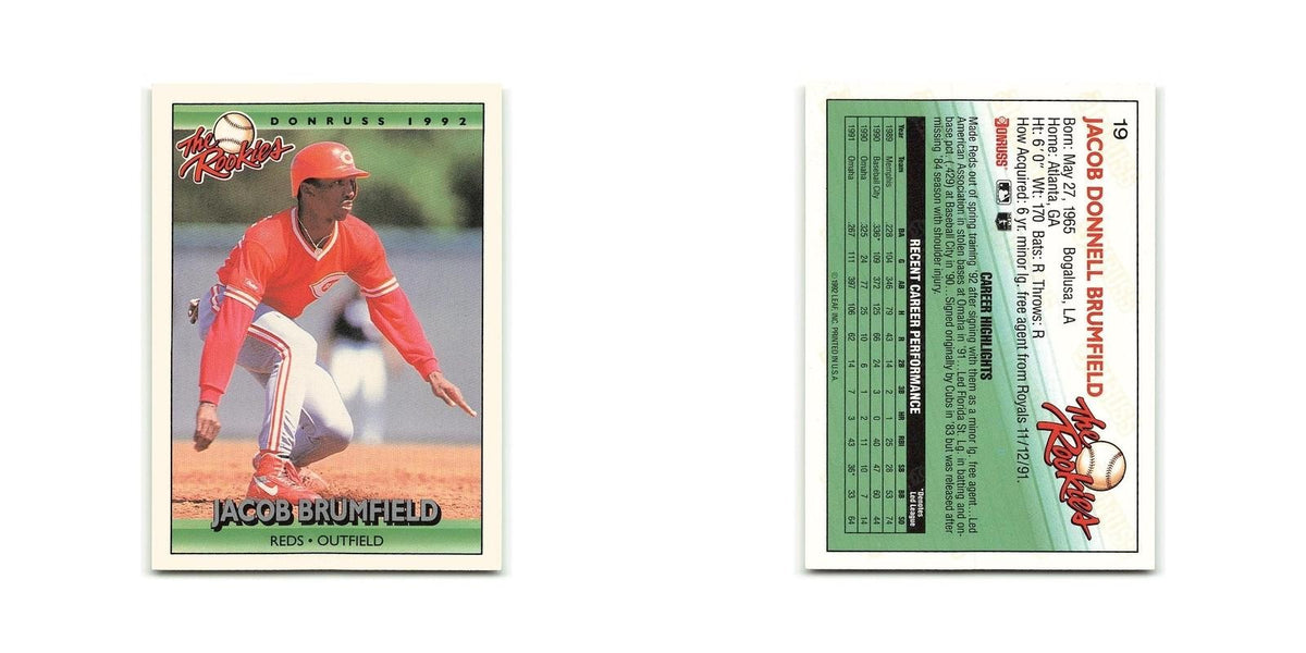 Jacob Brumfield Rookie 1992 Donruss The Rookies #19 Cincinnati Reds NM
