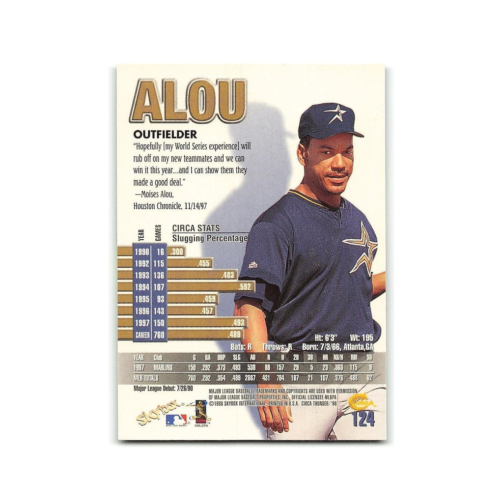Moises Alou 1998 Circa Thunder #124 Houston Astros Baseball Card NM