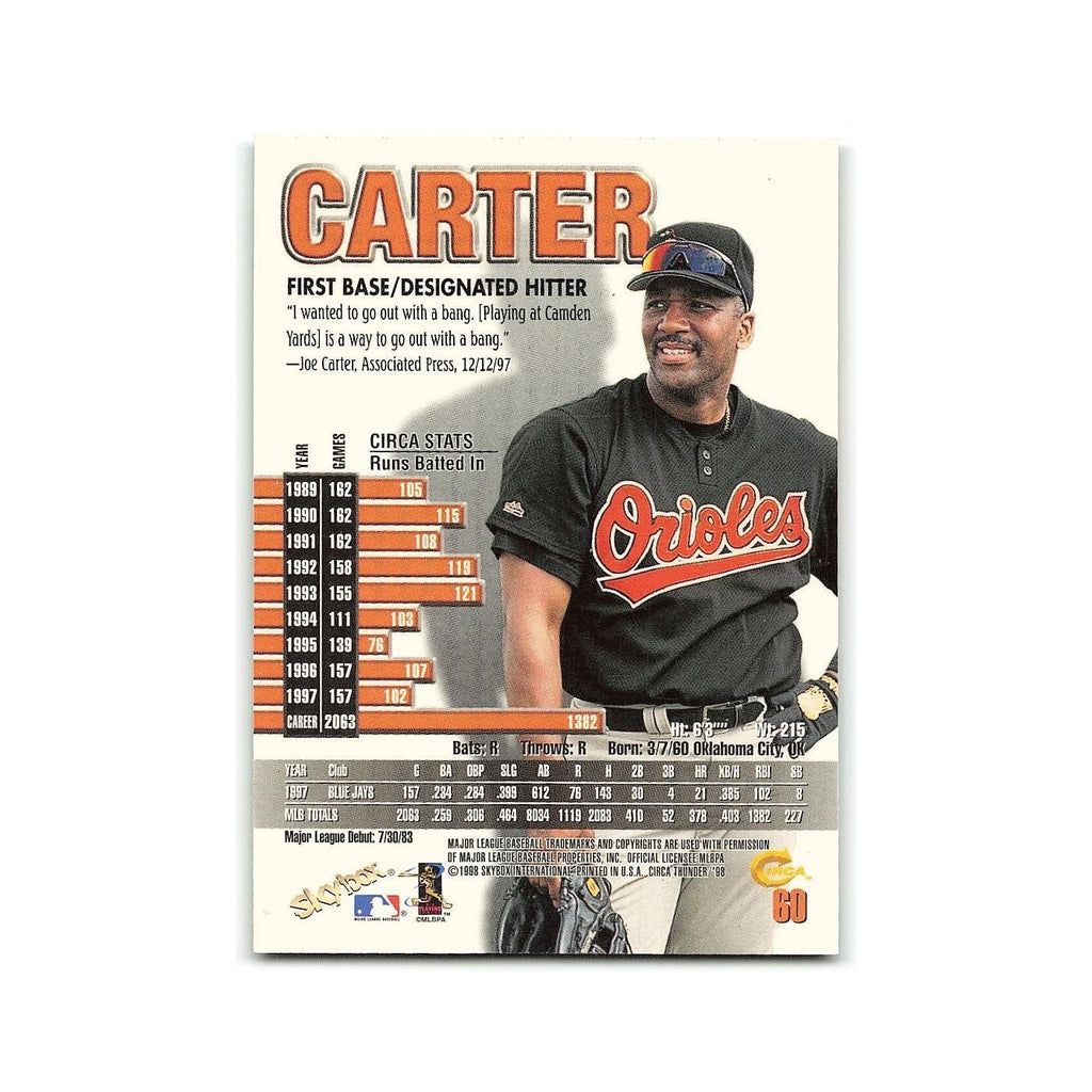 Joe Carter 1998 Circa Thunder #60 Baltimore Orioles Baseball Card NM