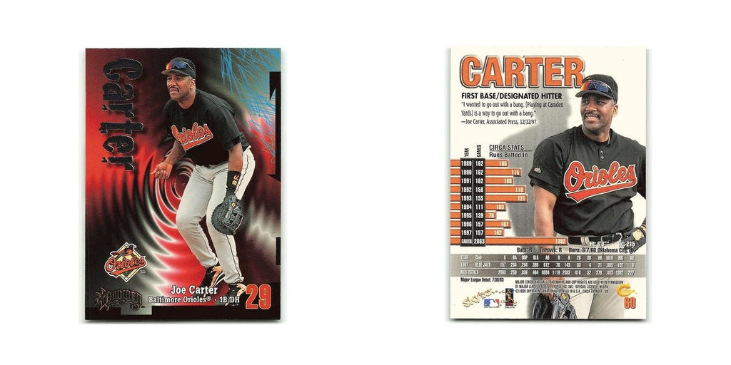 Joe Carter 1998 Circa Thunder #60 Baltimore Orioles Baseball Card NM