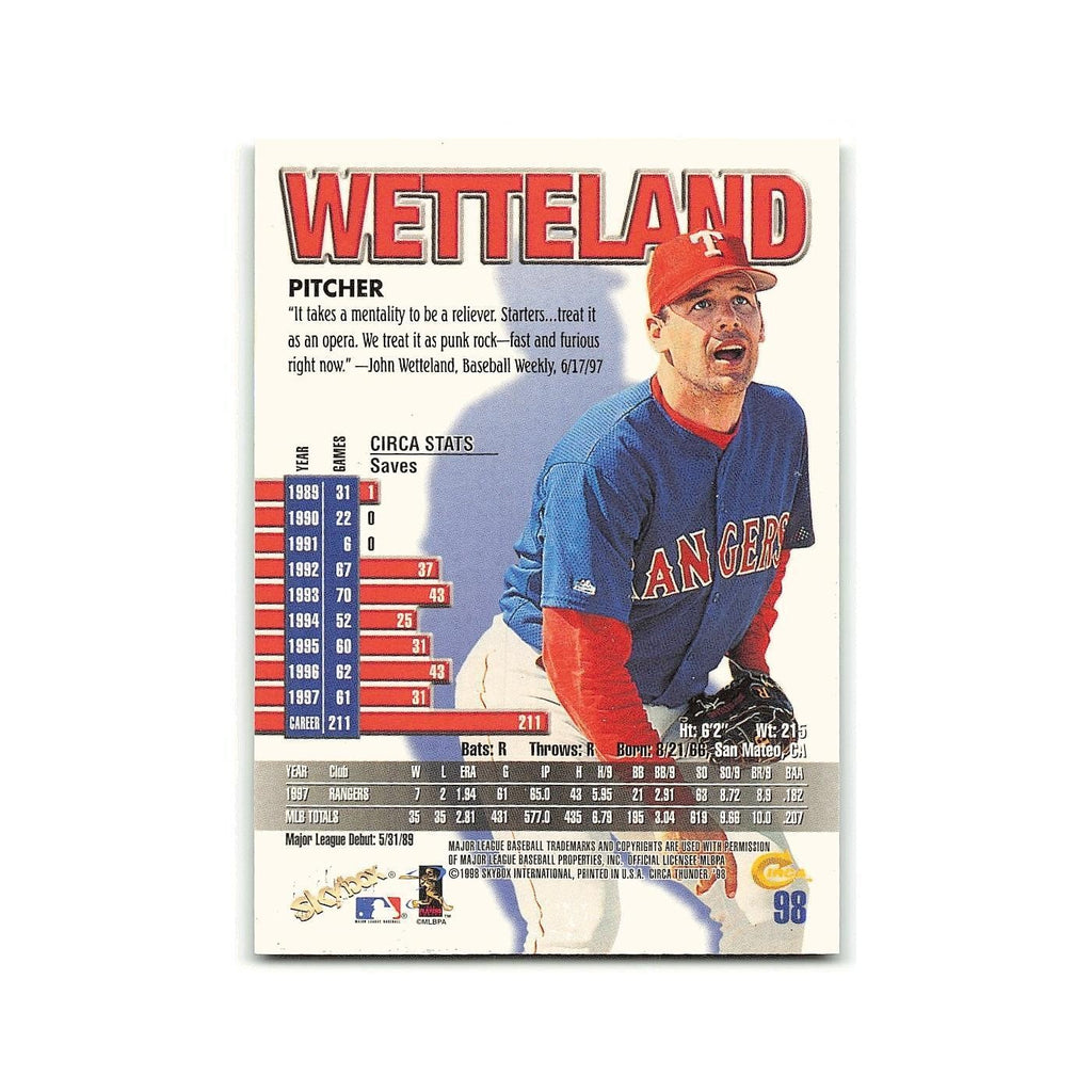 John Wetteland 1998 Circa Thunder #98 Texas Rangers Baseball Card NM