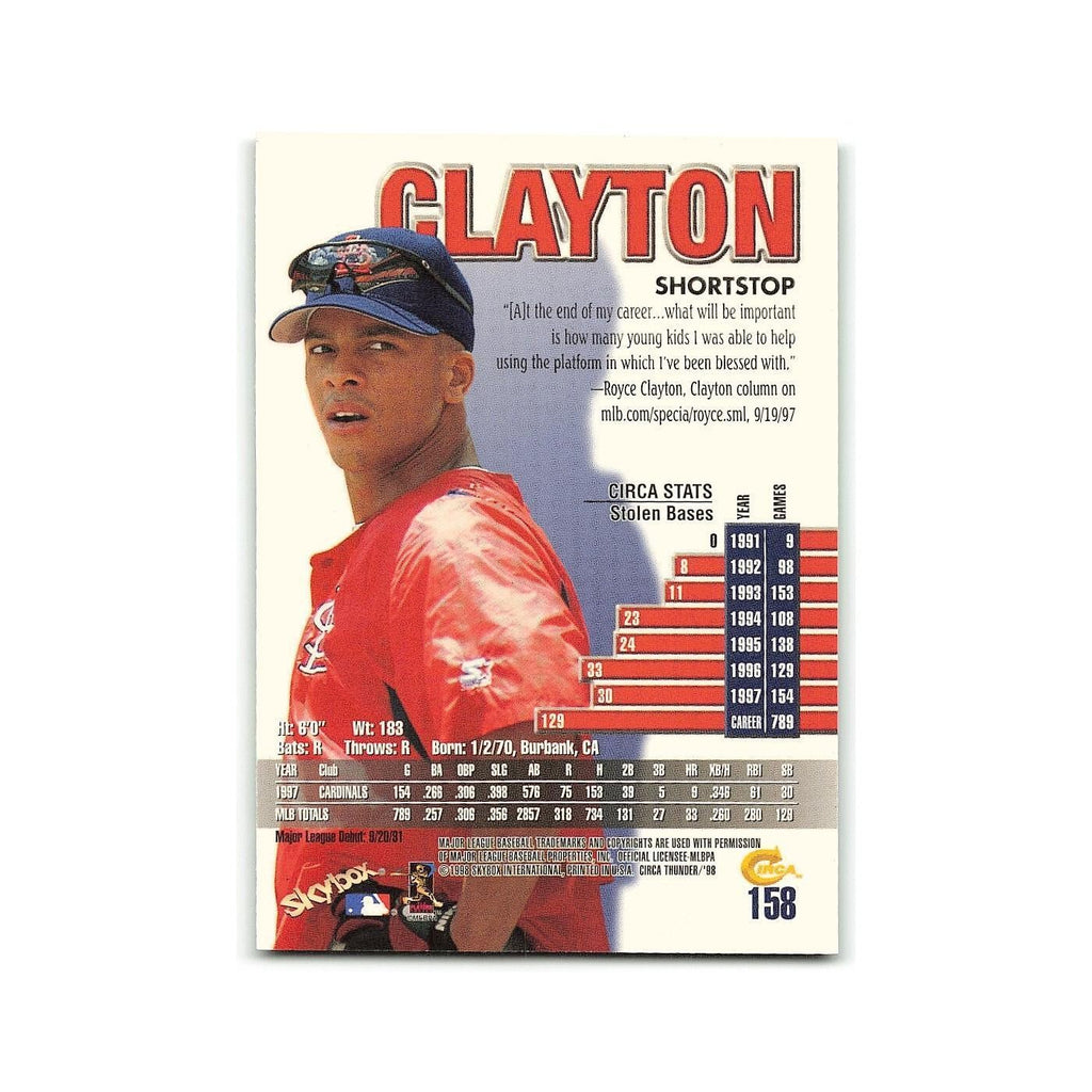 Royce Clayton 1998 Circa Thunder #158 St. Louis Cardinals Baseball Card NM
