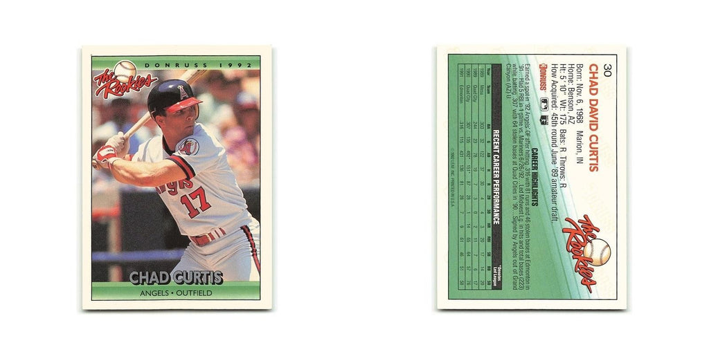 Chad Curtis Rookie 1992 Donruss The Rookies #30 California Angels NM
