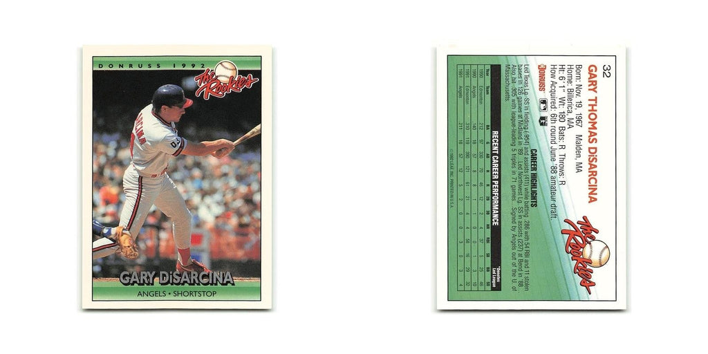 Gary DiSarcina Rookie 1992 Donruss The Rookies #32 California Angels NM