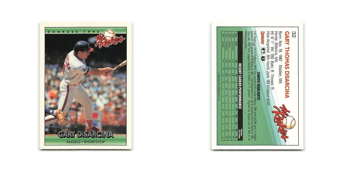 Gary DiSarcina Rookie 1992 Donruss The Rookies #32 California Angels NM