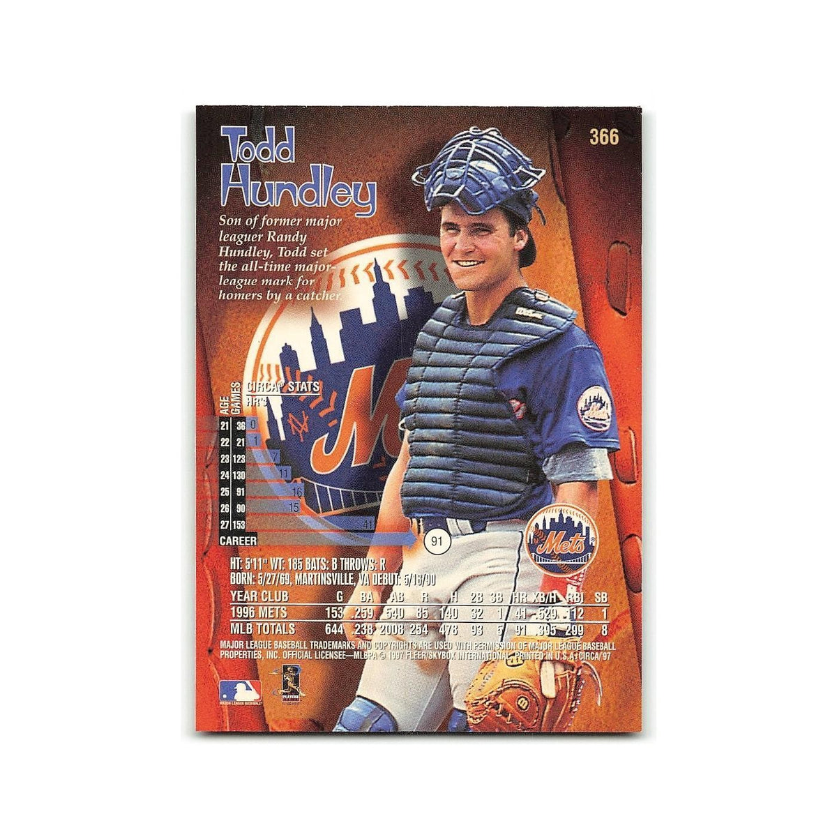 Todd Hundley 1997 Circa #366 New York Mets Baseball Card NM