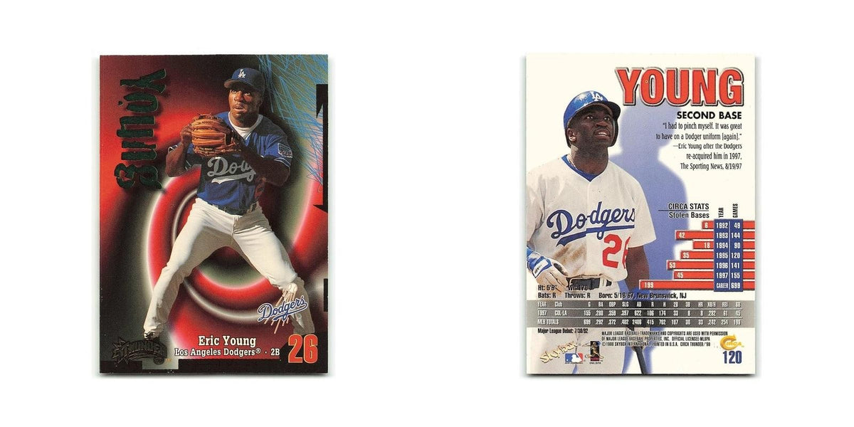 Eric Young 1998 Circa Thunder #120 Los Angeles Dodgers Baseball Card NM