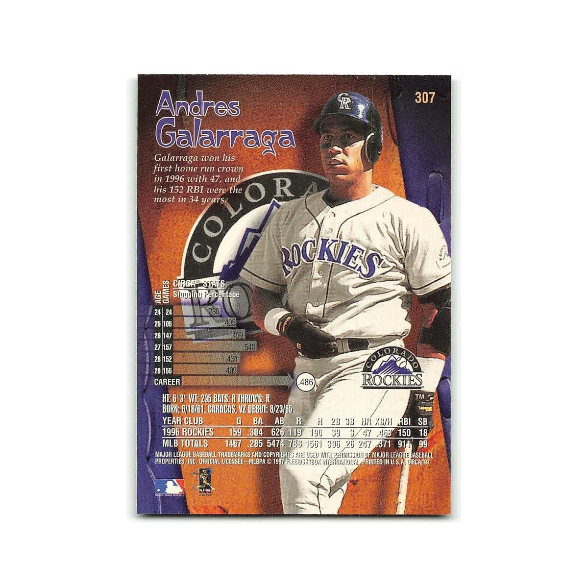 Andres Galarraga 1997 Circa #307 Colorado Rockies Baseball Card NM