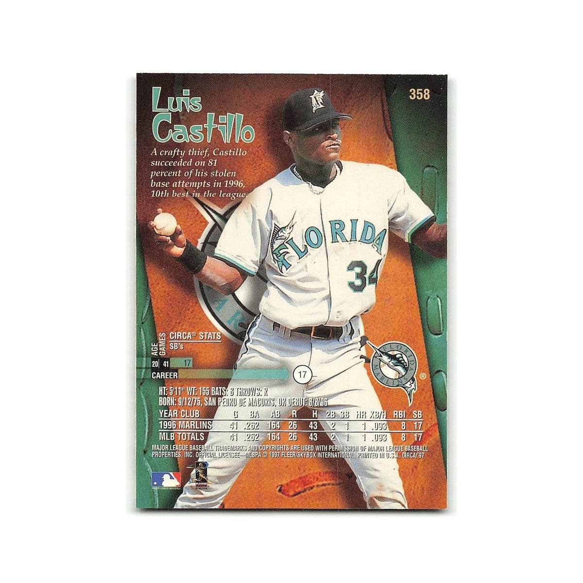 Luis Castillo 1997 Circa #358 Florida Marlins Baseball Card NM