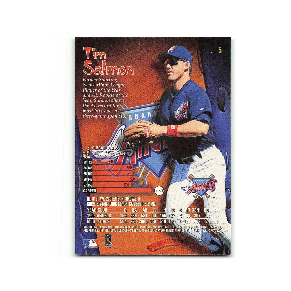 Tim Salmon 1997 Circa #5 Anaheim Angels Baseball Card NM