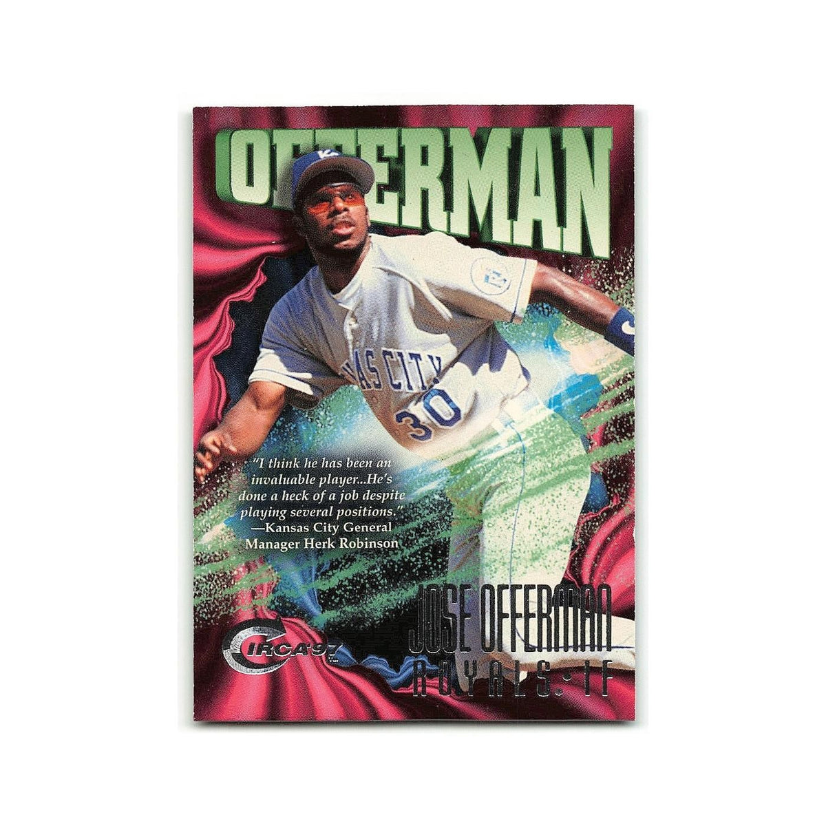 Jose Offerman 1997 Circa #136 Kansas City Royals Baseball Card NM