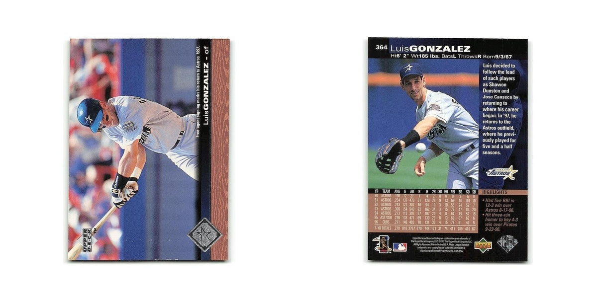 Luis Gonzalez 1997 Upper Deck #364 Houston Astros Baseball Card NM