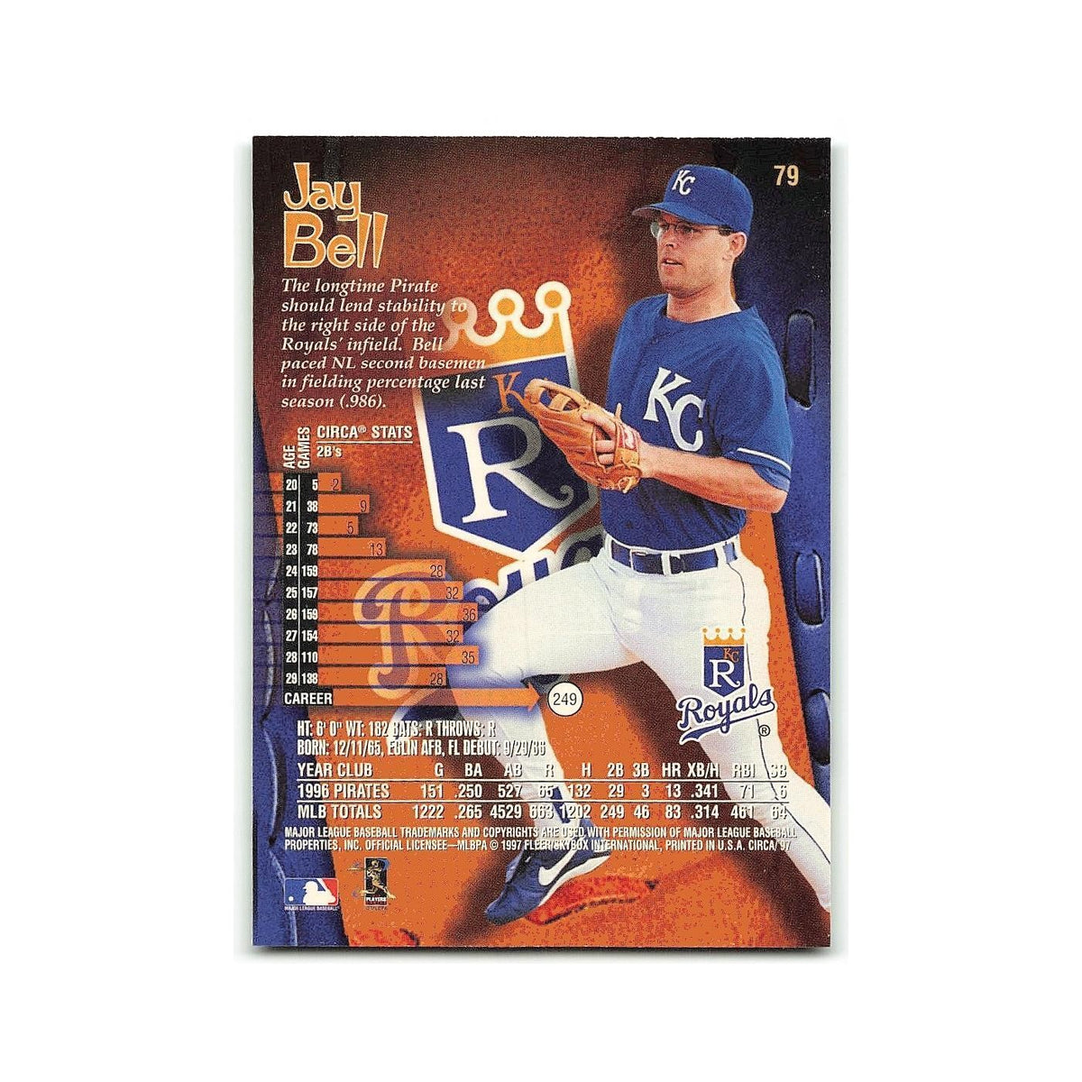 Jay Bell 1997 Circa #79 Kansas City Royals Baseball Card NM