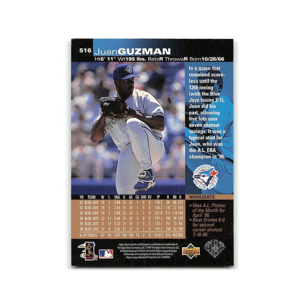 Juan Guzman 1997 Upper Deck #516 Toronto Blue Jays Baseball Card NM