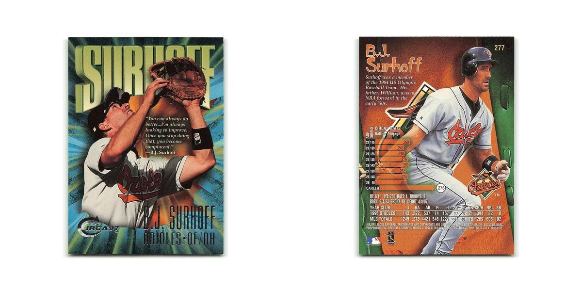 B.J. Surhoff 1997 Circa #277 Baltimore Orioles Baseball Card NM