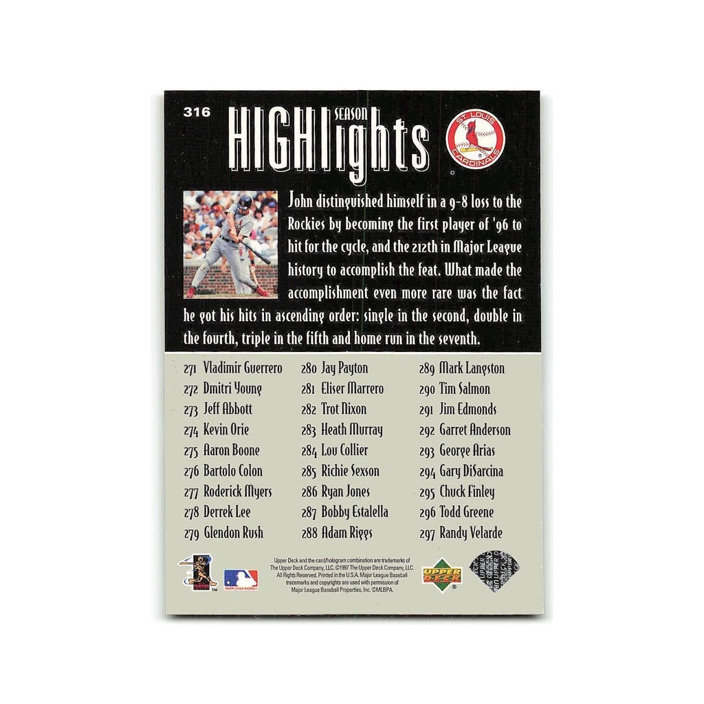 John Mabry 1997 Upper Deck #316 St. Louis Cardinals Baseball Card NM