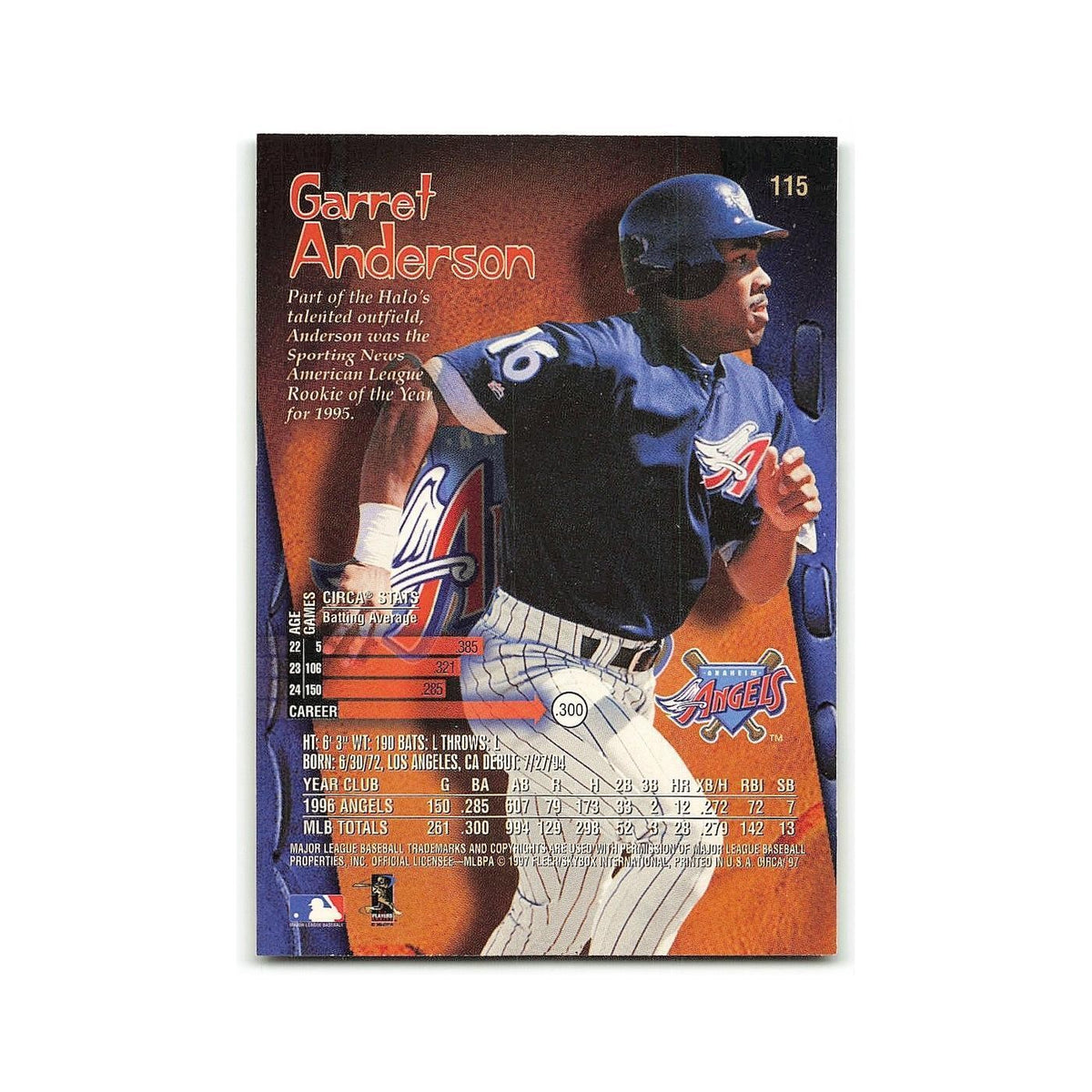 Garret Anderson 1997 Circa #115 Anaheim Angels Baseball Card NM